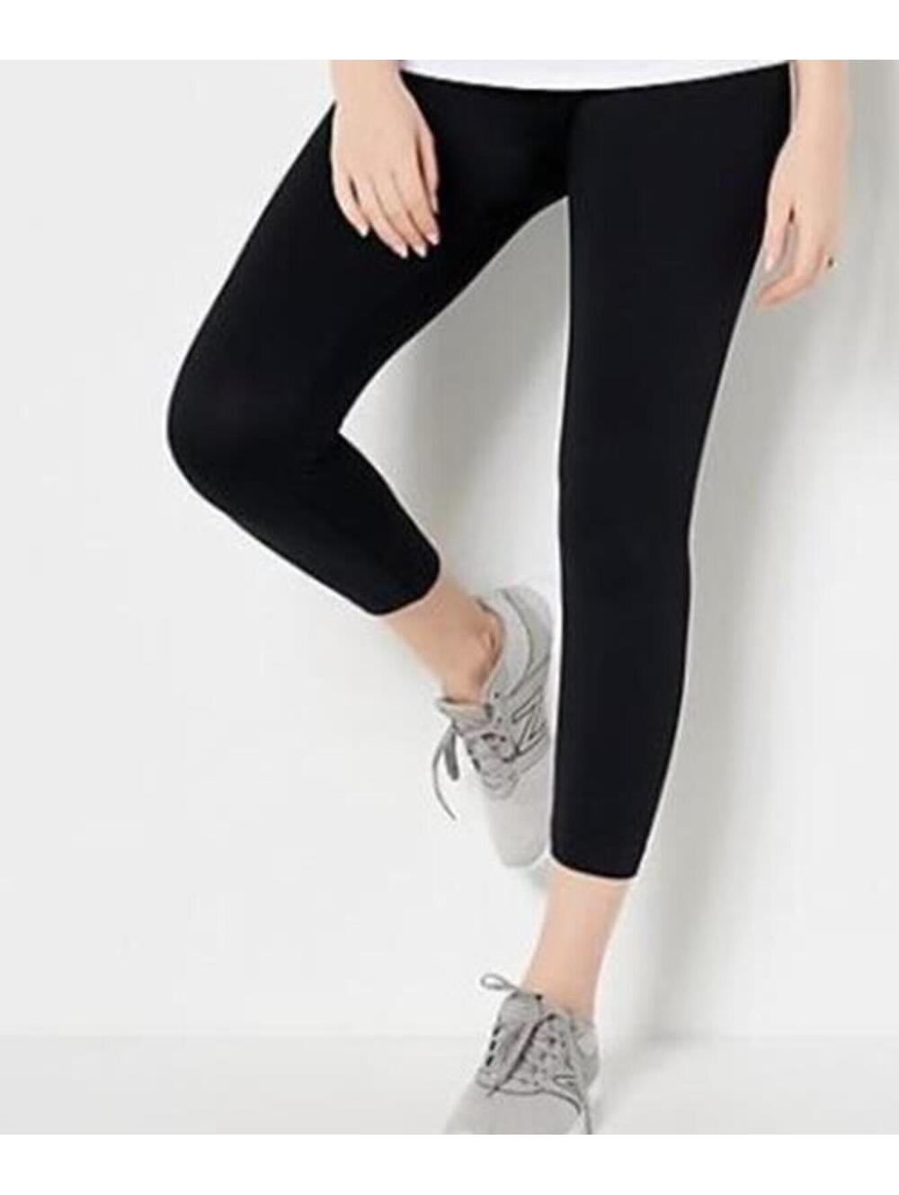 3170 Breezies Tummy Smoothing Seamless 3/4 Cropped Leggings BLACK sz S